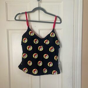 Buc-ee's Tankini Top  Swimwear Womens Size L Red Logo Print Swim
